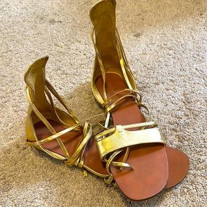 Zara gold  wrap sandals size 8 NIB